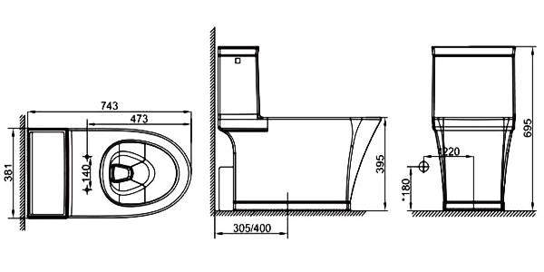 Bồn cầu một khối American Standard WP-2025 hiện đại